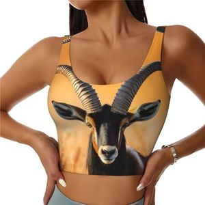 ZXERTG Atletische tanktops met martelope print, hoge ondersteuning, ideaal voor high-impact trainingen, yoga en hardlopen, Zwart, S