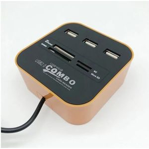 USB 2.0 Hub Combo Splitter 3 Poorten Docking Station Alles In Een SD TF M2 MS/Pro Duo kaartlezer Adapter for PC Laptop(Orange)