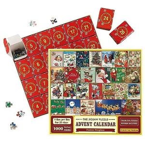 Puzzel L'aven t 2023 Kerstmis – 24 dozen vakantie Kerstmis – 1000 stukjes Advent Calendar puzzel voor volwassenen en kinderen, countdown tot Kerstmis, woondecoratie