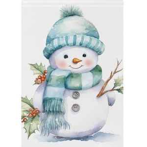 ZRWLUCKY Winter Kerst Leuke Sneeuwpop Lichtblauw Witte Tuin Vlag 30x45 Inch Dubbelzijdige Welkom Tuin Vlaggen voor Buiten Tuin Thuis Kleine Seizoensgebonden Vakantie Gazon Patio Veranda Decor Vlaggen