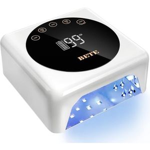 BETE Draadloze LED-nagellamp, 78W oplaadbare UV-nagellamp, intelligente infraroodsensor en LCD-display uithardende nagellamp, draagbare nageldroger gelpolish licht met 5 timerinstellingen, wit