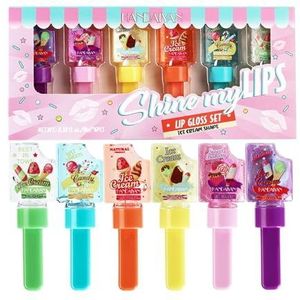 Bekoeen 6 Colour Shine Mirror Lip Oil Set, Girly Ice Cream Ice Cream Pearl Colour Verandering Moisturising, Schattig IJs, Vochthoudende lipgloss, niet-giftige kindercosmetica