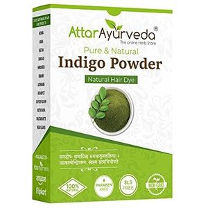 Attar Ayurveda Indigo Poeder voor Black Hair Repair, voedend, diepe hydratatie, ammonienvrij, sulfaatvrij, synthetisch, kleurvrij, 200 g