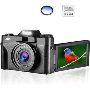 Videocamera Vlogcamera Recorder Macro Lens 48MP AF Camera for Fotografie 16X Groothoek 4K Camcorder Streaming Webcam Flip Screen Videorecorder(16G TF Card,No Lens)