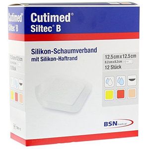 Cutimed Siltec B Schuimverband 12,5 x 12,5 cm met hechtrand, 12