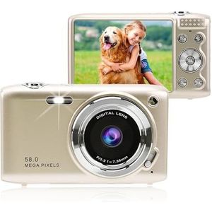 Digitale Camera, 4K 58MP Full HD 16X Zoom Vaste Focus Macro Getimede Fotografie Digitale Videocamera, Draagbare Compacte Digitale Camera voor Tieners, Volwassenen, Beginners (GOLD)