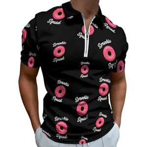 Sprinkle Squad Donut Half Zip-up Polo Shirts Voor Mannen Slim Fit Korte Mouw T-shirt Sneldrogende Golf Tops Tees 5XL