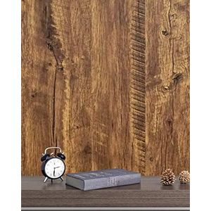 CiCiwind Zelfklevend Behang Bruin Houtlook Plakfolie 44cm×10m Hout Effect Behang Zelfklevend Houtlook Vinyl Plakfolie Meubels voor Kast, Muur, Keukentafel en Lades