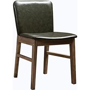 GEIRONV Kunstleer Eetkamerstoel,Koffieshop Melktheewinkel Home Vrijetijdsstoel met Armleuningen Rugleuning Receptie Stoel Eetstoelen (Color : Green, Size : Walnut color)