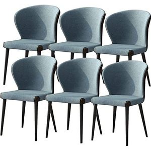 GEIRONV Moderne eetkamerstoelen set van 6, met koolstofstalen poten splicing stoel gestoffeerde vrijetijdsstoelen keuken woonkamer stoelen Eetstoelen (Color : Sky blue, Size : 41x45x79cm)