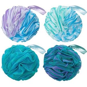 Douche Bad Spons Douche Loofahs Ballen 60g/STKS voor Body Wash Badkamer Mannen Vrouwen - Set van 4 Bloem Kleur Pack