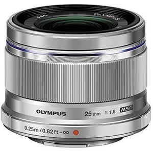 Olympus V311060BU000 M.Zuiko digitale 25mm F1.8 lens, voor Micro Four Thirds camera's (zilver)