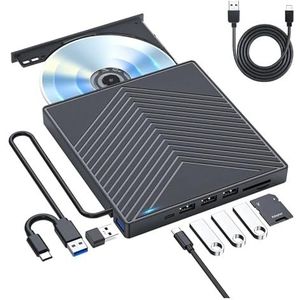 Externe CD/DVD-drive, Draagbare USB 3.0 Type-C DVD RW CD-brander, Lezer, Optische Drives For Laptops(7-in-1)