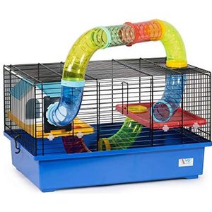 Decorwelt Hamsterstokken, blauw, buitenmaten, 49 x 32,5 x 44, knaagkooi, hamster, plastic kleine dieren, kooi met accessoires