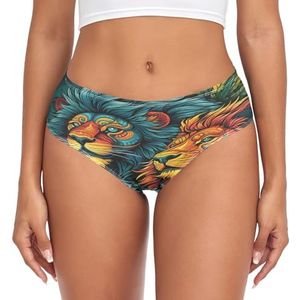 sawoinoa Lion King Artistieke onderbroek voor dames, middelhoge taille, slip, comfortabel, elastisch, sexy ondergoed, bikinibroekje, Mode Pop, XS