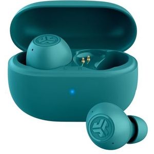 JLab Go Pop ANC Bluetooth-Oordopjes met ANC, 24+ uur Batterij, IP55 Zweetbestendig, Microfoon, Heldere Oproepen en Multipoint-Verbinding Voor Meerdere Apparaten, Blauwgroen