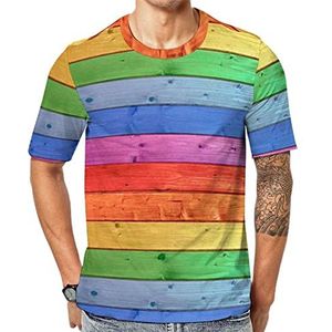 Houten Regenboog Gay Pride LGBT Heren Crew T-shirts Korte Mouw Tee Causale Atletische Zomer Tops