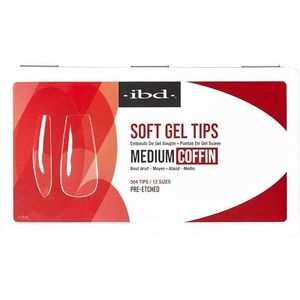 IBD Soft Gel Tips Medium Coffin – 504 stuks, 12 maten – Made in USA – transparante nageltips – zachte geltips voor nagelverlenging – medium doodskist vorm