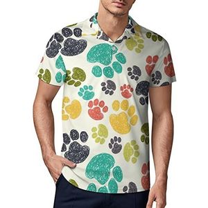 Kleurrijke Doodle Paw Print Mannen Golf Polo-Shirt Zomer Korte Mouw T-Shirt Casual Sneldrogende Tees XL