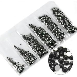 Multi-size glas nagelsteentjes voor nagels kunstdecoraties kristallen strass bedels partitie gemengde grootte strass set-zwart