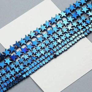 Natuursteen Goud kleur Veelkleurig Pentagram Hematiet Kralen Sterren Losse Spacer kralen voor Sieraden Armband Maken DIY Armband-Saffier blauw-4mm 110 stks
