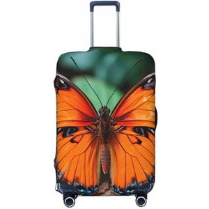 BTCOWZRV Reisbagage Cover Mode Koffer Protector Oranje Vlinder Print Wasbare Bagage Covers Reizen Koffer Case Protector Past 18-32 Inch Bagage, Zwart, Medium