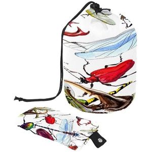 Toilettas met trekkoord, wilde insectenkever, libelle, stier, vatvormige waszak, cosmeticatas, reismake-up organizer etui + kleine tas, Meerkleurig, 9.9x6.9in/25.2x17.6cm;6x3.5in/15.2x8.8cm, Toilettas