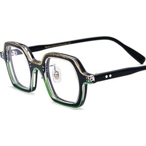 Nepbrillen, Unisex Acetaat Brilmontuur Multicolor(Black Green)