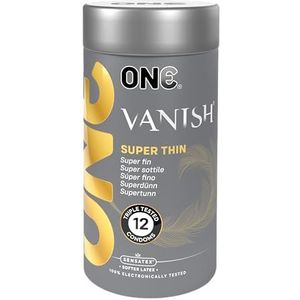 ONE® Vanish Condooms | HyperThin Condooms | Veganistisch, niet-GMO, natuurlijke rubberlatex | 12 stuks