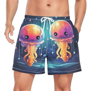 Niigeu Leuke Cartoon Baby Jellyfish mannen zwembroek shorts sneldrogend met zakken, Leuke mode, XXL
