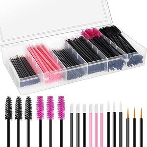 HEEFEN 250 stuks wegwerp wimperkwasten, draagbare lippenkwast, wegwerp-wimperborstel voor mascara, wimperverlenging, wegwerp eyelinerkwast met organizer box (zwart set 250)