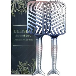 Uniek ontwerp brede natte ontwarrende snelheid droog haar borstel - geventileerd ontwerp & ultra zachte haren met Fishtail Ergonomische handgreep beheert wirwar en oncontroleerbaar haar