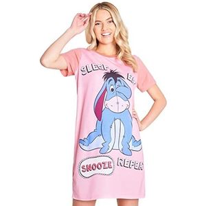 Disney Stitch Nachtkleding voor Vrouwen Tieners Zomer Korte Mouw Womens Nachtkleding Minnie Eeyore Dames Nachtjurken Ademend Lounge Wear Stitch Geschenken, Roze Eeyore, S