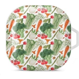 Aquarel Groenten Oordopjes Hoesje Compatibel met Samsung Hard Shell Beschermhoes Wit-Stijl