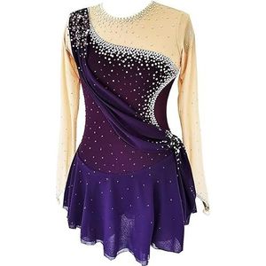 Purper,11/13,PONNYC Kunstschaat Sjurken Voor Meisjes Schaats Wedstrijd Kleding Flash Diamond Ritmische Gymnastiek Turnpakjes Hoogelastische Buiten Sport Kostuums