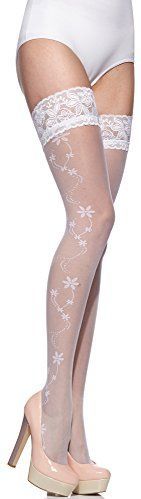 Merry Style Dames Bruidskousen Kousen MS 185 15-20 DEN (Bianco-191(20DEN), M-L)