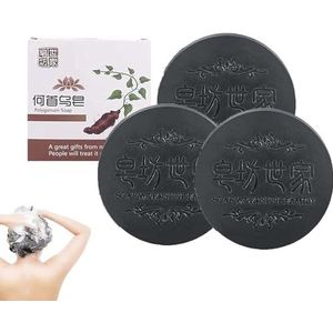 Polygonum Multiflorum Shampoo Soap, zwart en dik haar, polygonum zeepbar, natuurlijke polygonum haarzeep, bevordert de haargroei en voorkomt haaruitval (3 stuks)