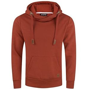 riverso RIVNiklas Hoody, voor heren, regular fit, capuchontrui, sweatshirt, cross-over-kraag, grijs, bruin, groen, rood, blauw, zwart, beige, maten S, M, L, XL, XXL, 3XL, 4XL, 5XL, Rusty Oker Rood