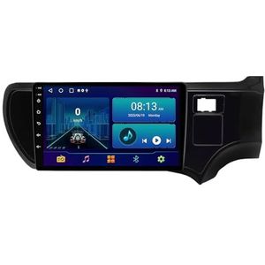 Dubbele DIN Android 14 autoradio voor Toyota Aqua Prius C 2011-2017 9 Duim QLED Touch screen-met Draadloze Carplay Android Auto GPS navigatie 4G WiFi Stuurwielbediening achteruitrijcamera(RHD,P4 4G+WI