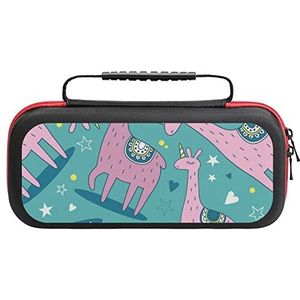 Happy Unicorns Alpaca's Lama's Grappige Draagtas Compatibel Met Switch Lite Accessoires En Games Draagbare Pouch Reizen Opbergtas