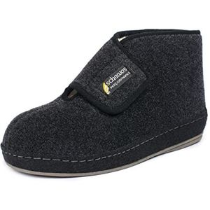 Schawos Heren Huisschoen 6060 – Warme vilten stievel met wol, enkelhoog, antislip en stabiel, zwart, 43 EU