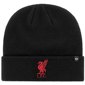 '47 Brand Liverpool FC Beanie gebreide muts omslagmuts wintermuts met omslag, zwart, Eén maat