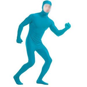 lucky baby store Zentai kostuum bodysuit voor jongens en heren, open gezicht, spandex unitard masker, Blauw, L
