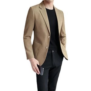 Dvbfufv Mannen Pak Jassen Mannen Bruiloft Slanke Blazers Uitloper Mannen Elegante Luxe Oversized Enkele Breasted Blazers Jassen, Kaki, XL