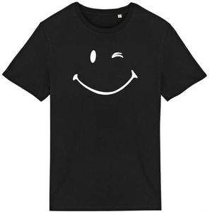 Smiley T-shirt - voor heren - bedrukt in Frankrijk - 100% biologisch katoen - origineel grappig verjaardagscadeau, Zwart, 3XL