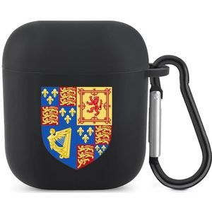 Royal Arms of England Leuke Case voor AirPods 2&1 Schokbestendige Beschermende Hoofdtelefoon Gevallen Cover Met Sleutelhanger voor Mannen Vrouwen