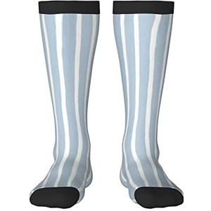 Unisex nieuwigheid crew sokken, blauwe strepen sokken, casual grappige gekke jurk sokken voor mannen vrouwen, Zwart, Eén Maat