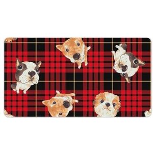 Hond op Buffalo Plaid Mode Bureau Muismat Antislip Gaming Muismat Accessoires Decor 40X75cm