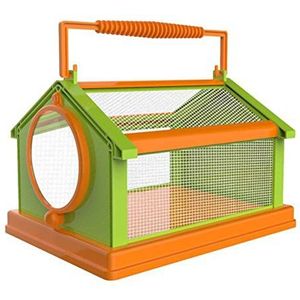 FIYSON Insecten observatiebox voor kinderen, kruipkever, observatiebox, insectenverzamelbox met vergrootglas, draagbaar, ademend, voor kinderen, speelgoed, buiten leren (groen + oranje)