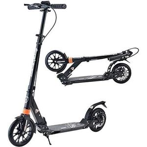Volwassen scooter met groot wiel for volwassen kinderen tieners Opvouwbare scooters met handrem en dubbele vering in hoogte verstelbaar - belasting 100 kg (Color : Black)